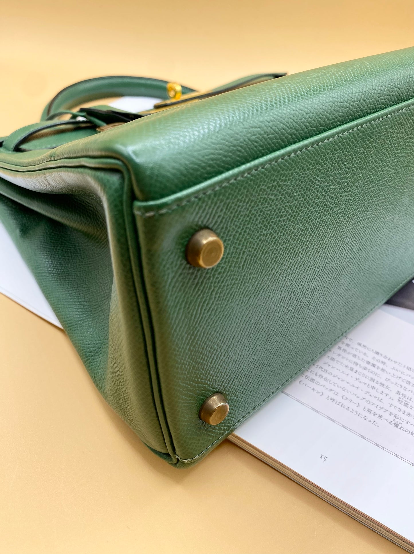 HERMES KELLY 32 EPSOM—Vert Émeraude