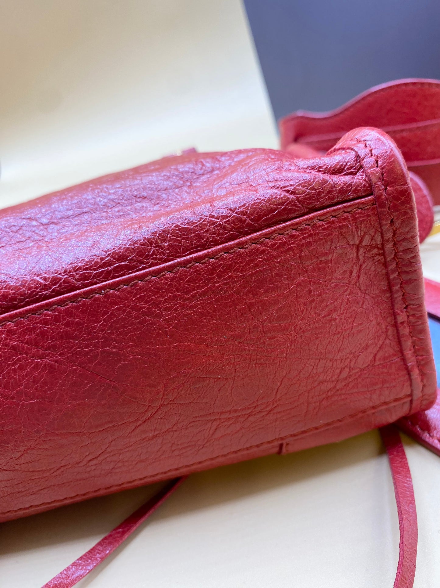 BALENCIAGA MINI CITY METALLIC EDGE—RED/GHW