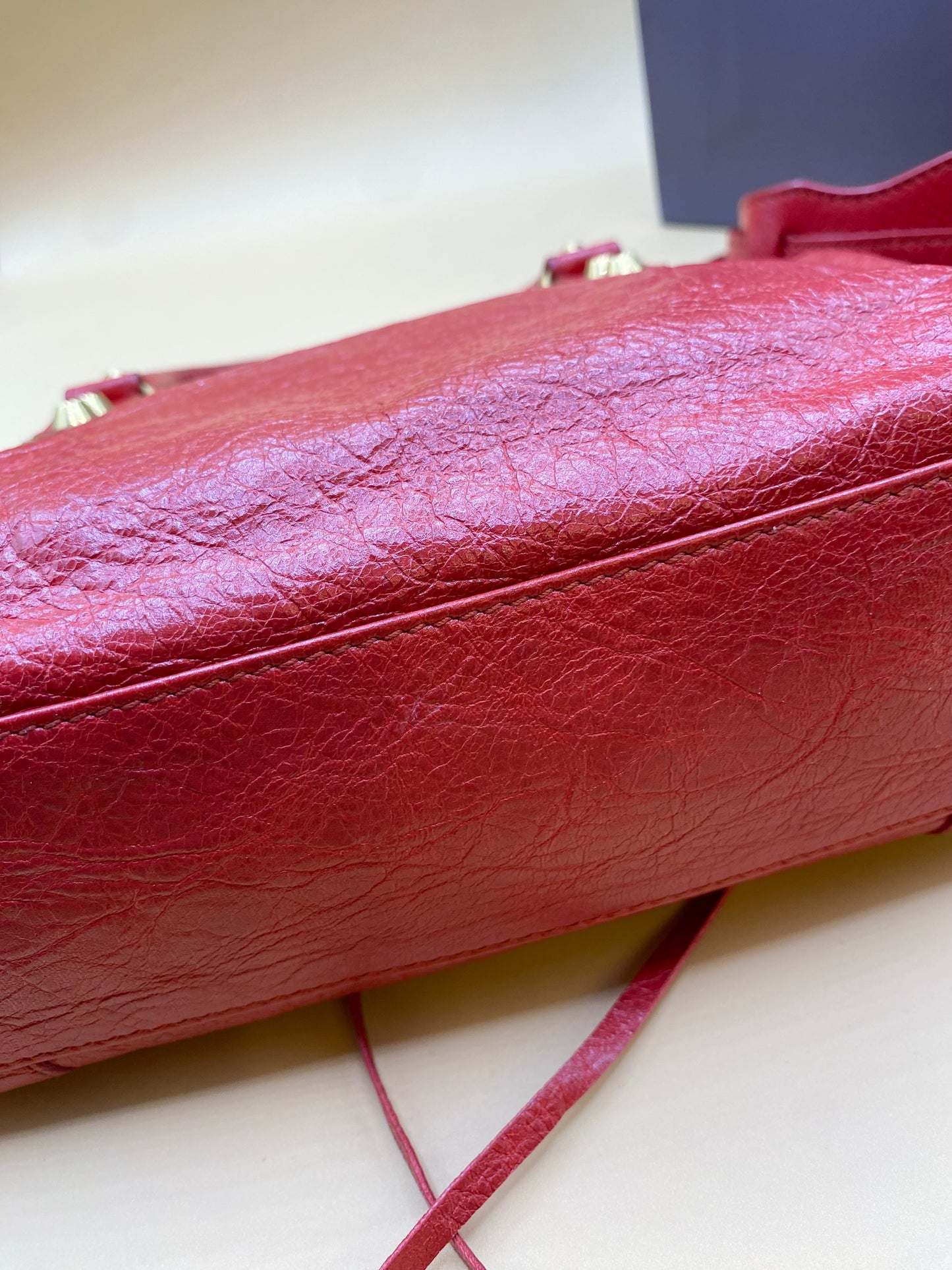 BALENCIAGA MINI CITY METALLIC EDGE—RED/GHW
