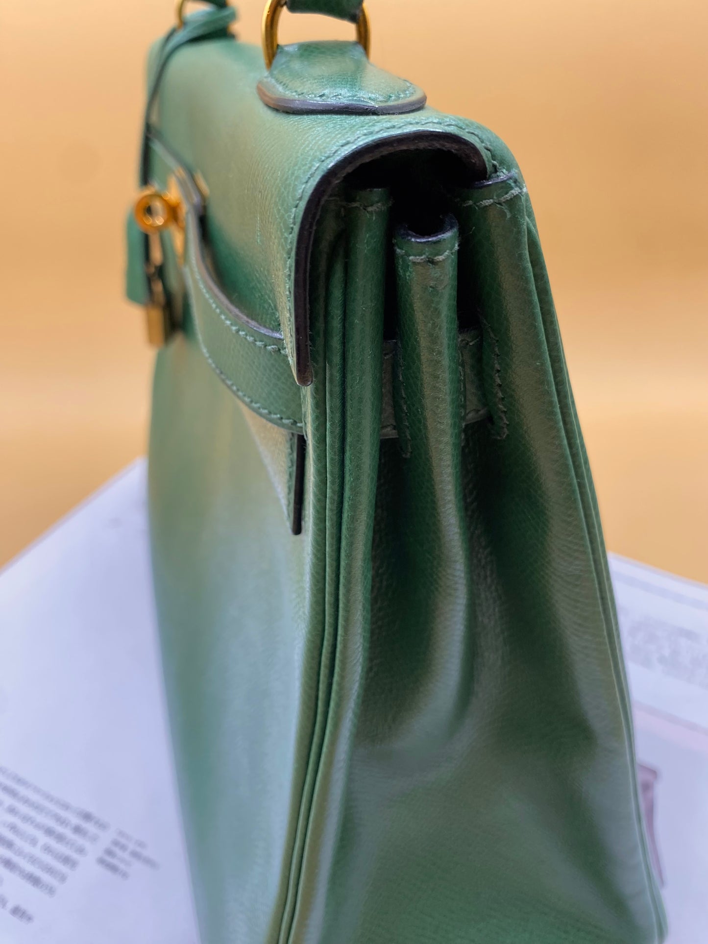 HERMES KELLY 32 EPSOM—Vert Émeraude