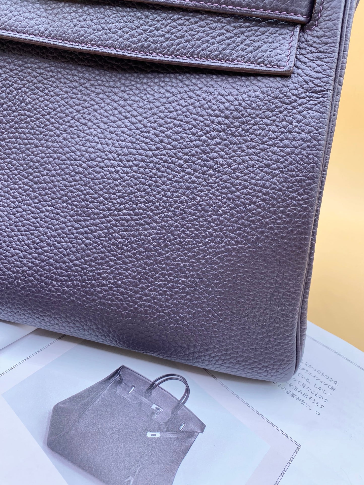 HERMES KELLY 32 TOGO RETOURNE—PRUNELLE