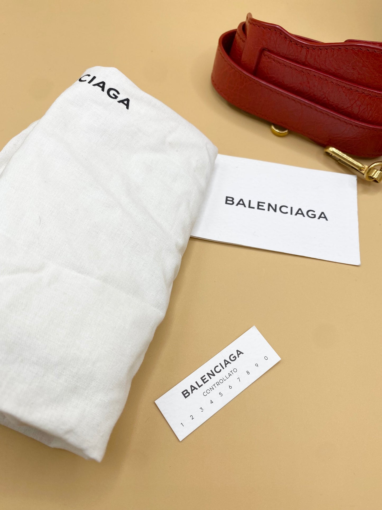 BALENCIAGA MINI CITY METALLIC EDGE—RED/GHW