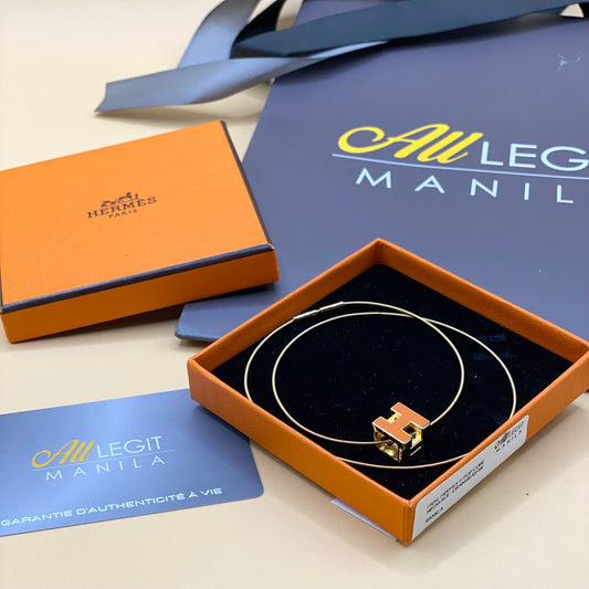 HERMES H POP CUBE NECKLACE—ORANGE/GHW