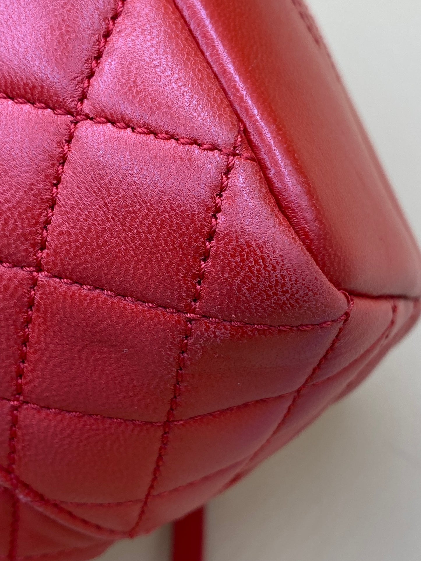 CHANEL QUILTED LAMBSKIN HOBO—RED GHW