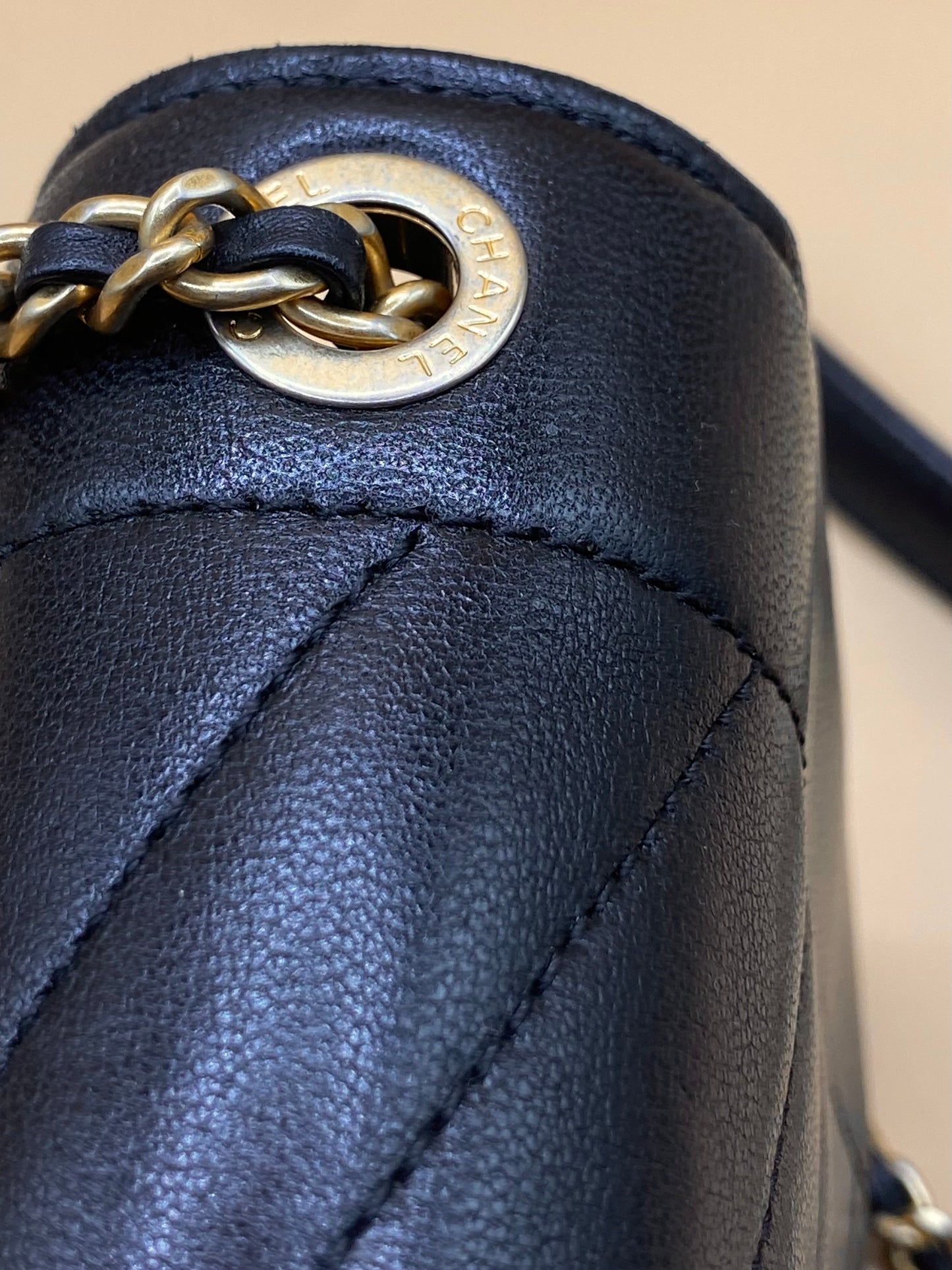 CHANEL REVERSED CHEVRON SMALL FLAP—BLACK GHW
