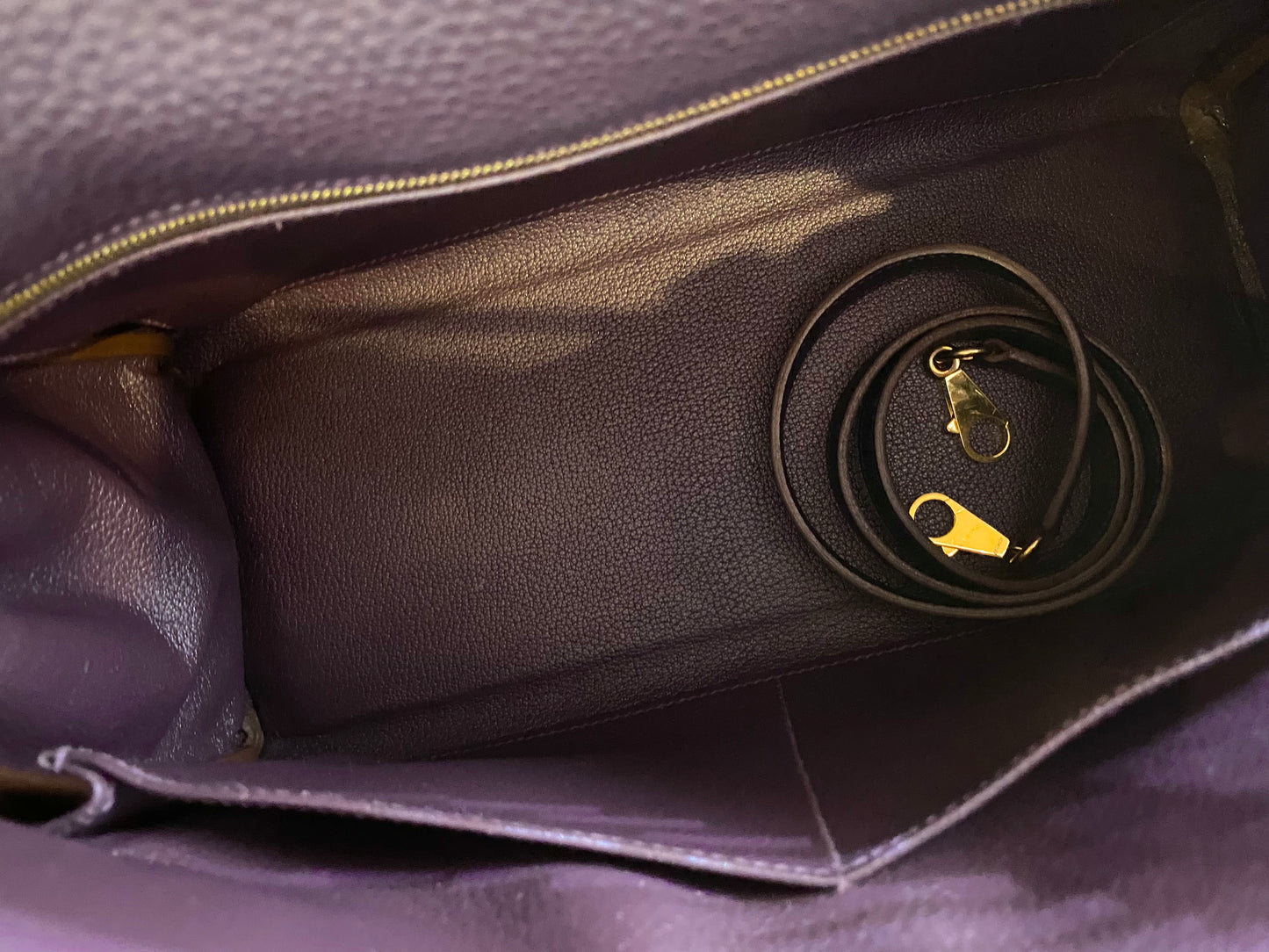HERMES KELLY 32 TOGO RETOURNE—PRUNELLE