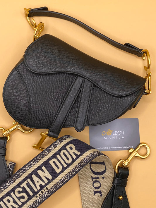 CHRISTIAN DIOR MINI SADDLE w/ STRAP—BLACK