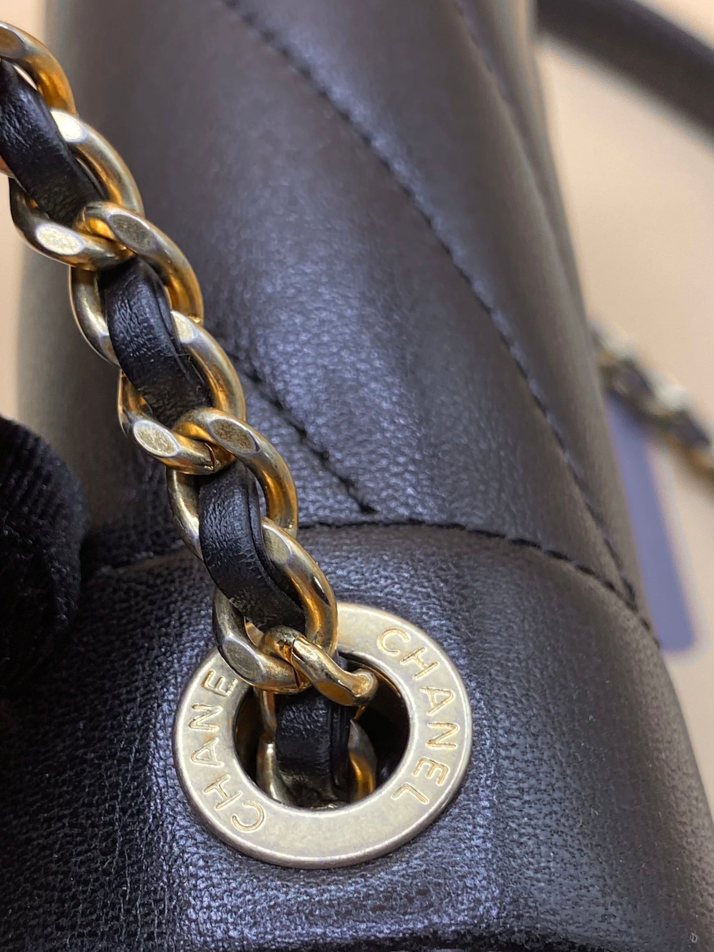 CHANEL REVERSED CHEVRON SMALL FLAP—BLACK GHW