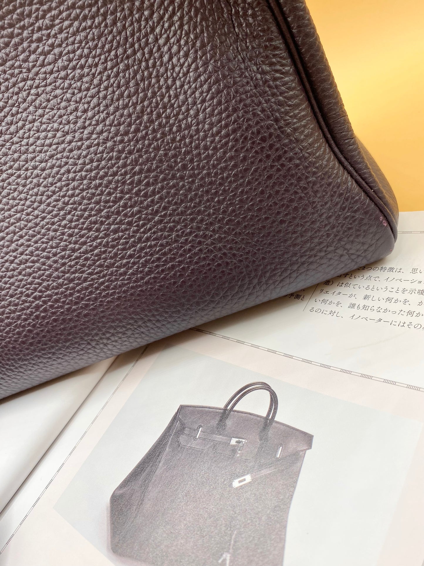 HERMES KELLY 32 TOGO RETOURNE—PRUNELLE