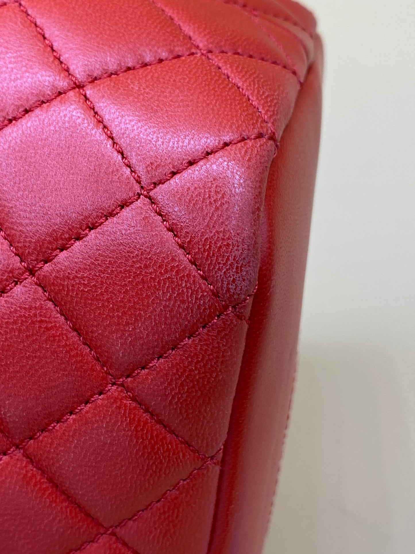 CHANEL QUILTED LAMBSKIN HOBO—RED GHW