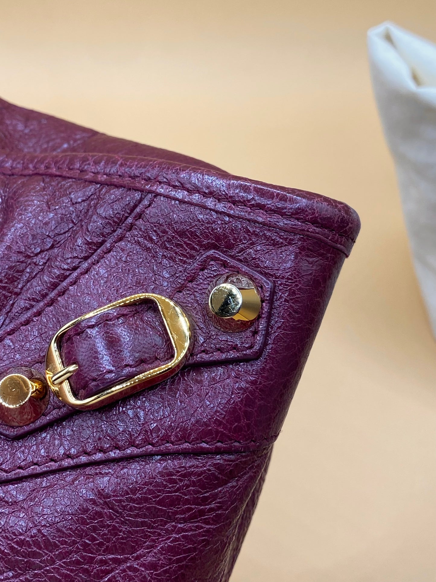 BALENCIAGA SMALL CLASSIC CITY LAMBSKIN—RAISIN GIANT 12 ghw