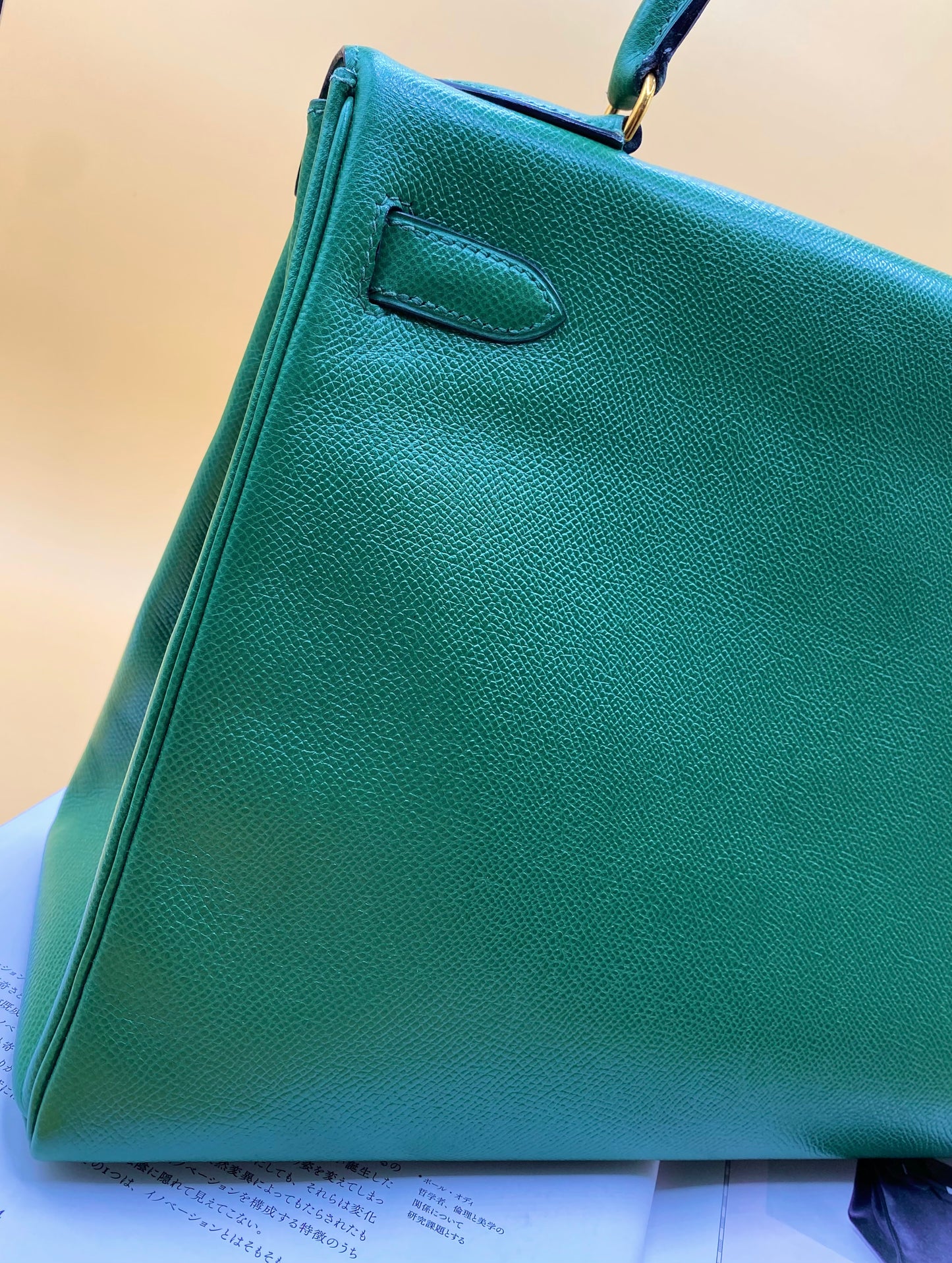 HERMES KELLY 32 EPSOM—Vert Émeraude