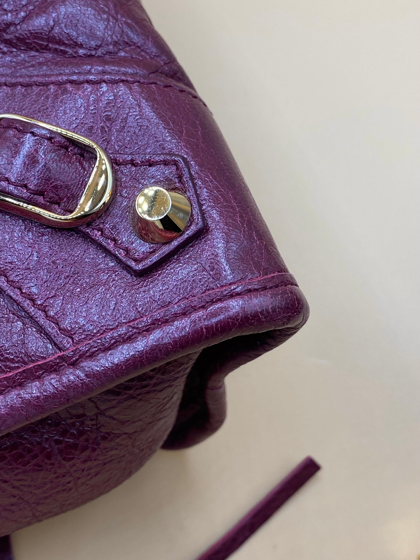 BALENCIAGA SMALL CLASSIC CITY LAMBSKIN—RAISIN GIANT 12 ghw