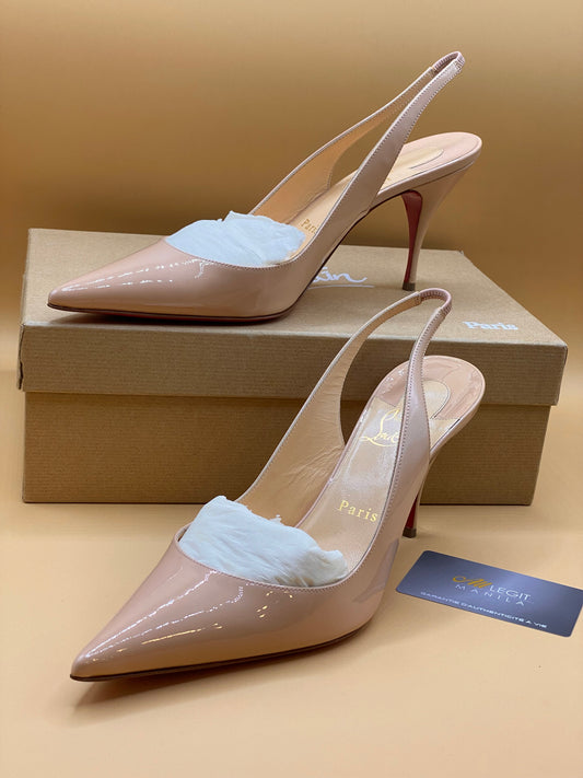 *UNUSED* CHRISTIAN LOUBOUTIN PATENT SLINGBACK S40—NUDE